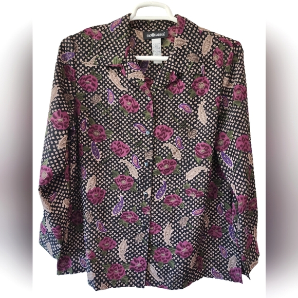 Sag Harbor Blouse Size 16 Floral Button Up - Picture 1 of 6